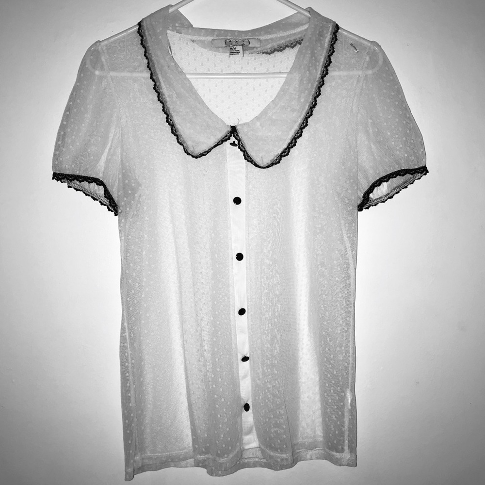 White See-Through Collar Blouse / Top